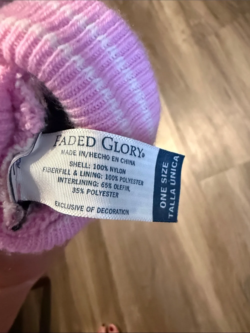 Faded Glory Pink Kids Mittens with Striped Cuffs